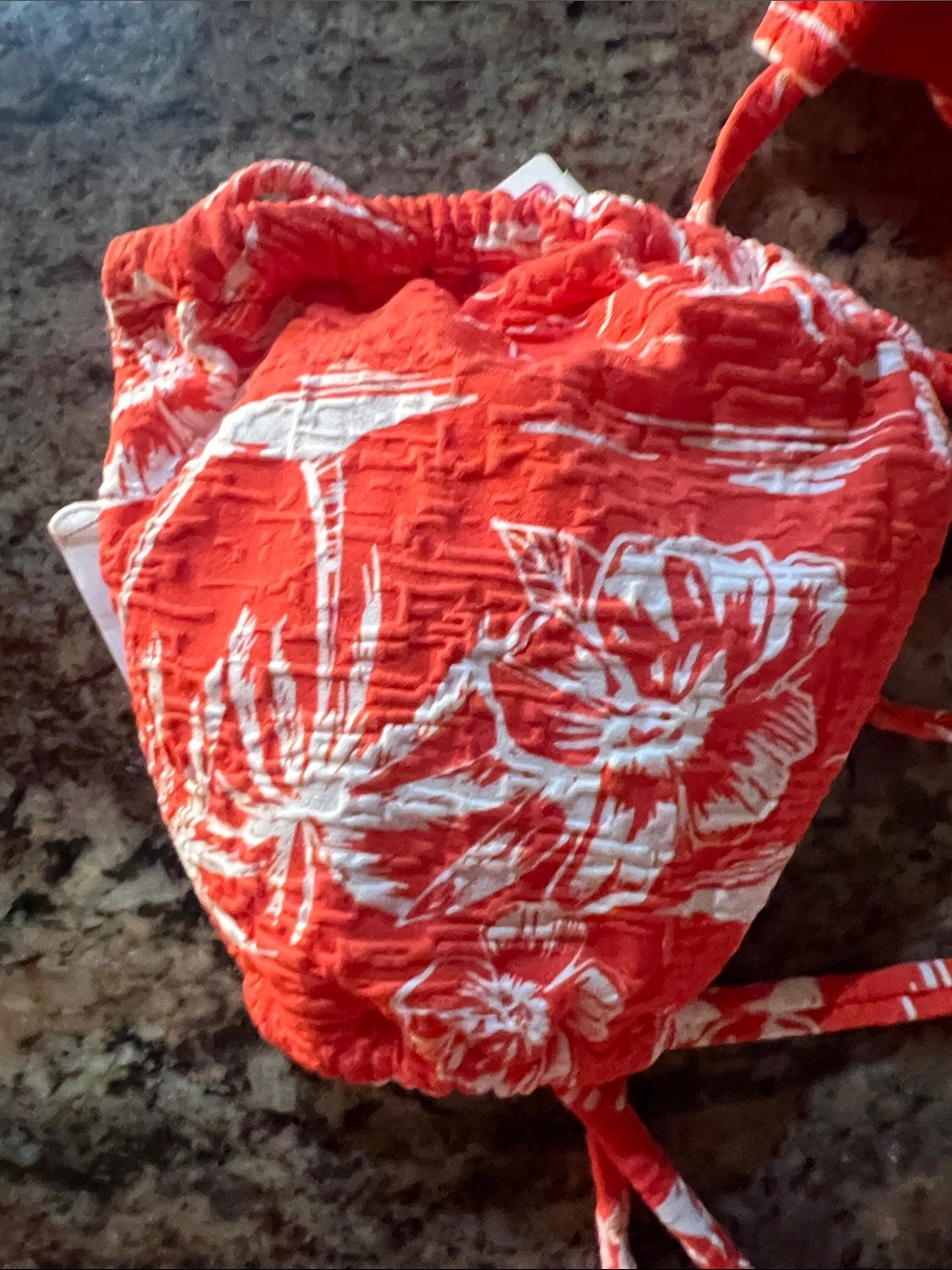 Roxy Vacay Vibes Double Strap Tiki Triangle Bikini Top Red/Orange & White Size L - Picture 14 of 14